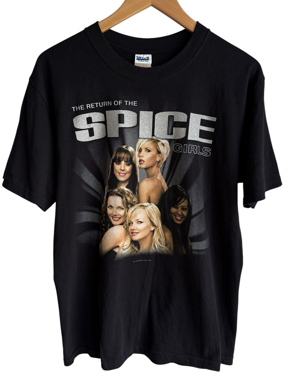 Spice Girls 2007 Tour Band Tee Womens M Black Graphic T-Shirt Music Short Sleeve